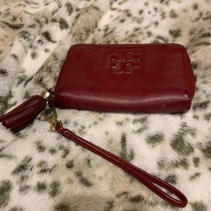 Tory Burch Maroon Wristlet GUC